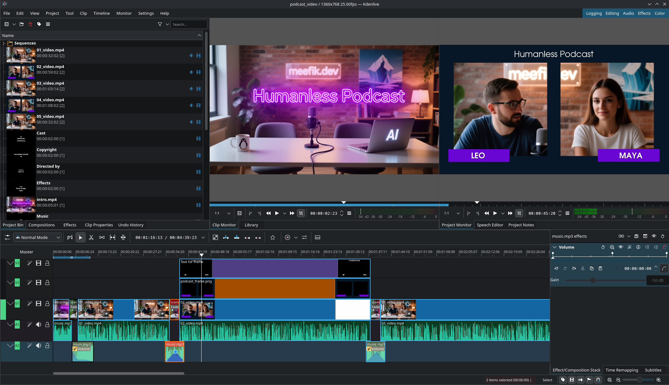 Kdenlive Podcast Project kdenlive